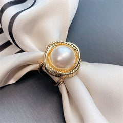 2024 New In-Women's Elegant Pearl Floral Scarf Ring Clip