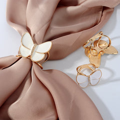 2024 New In-Women's Elegant Pearl Floral Scarf Ring Clip