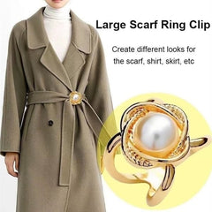 2024 New In-Women's Elegant Pearl Floral Scarf Ring Clip