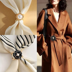 2024 New In-Women's Elegant Pearl Floral Scarf Ring Clip